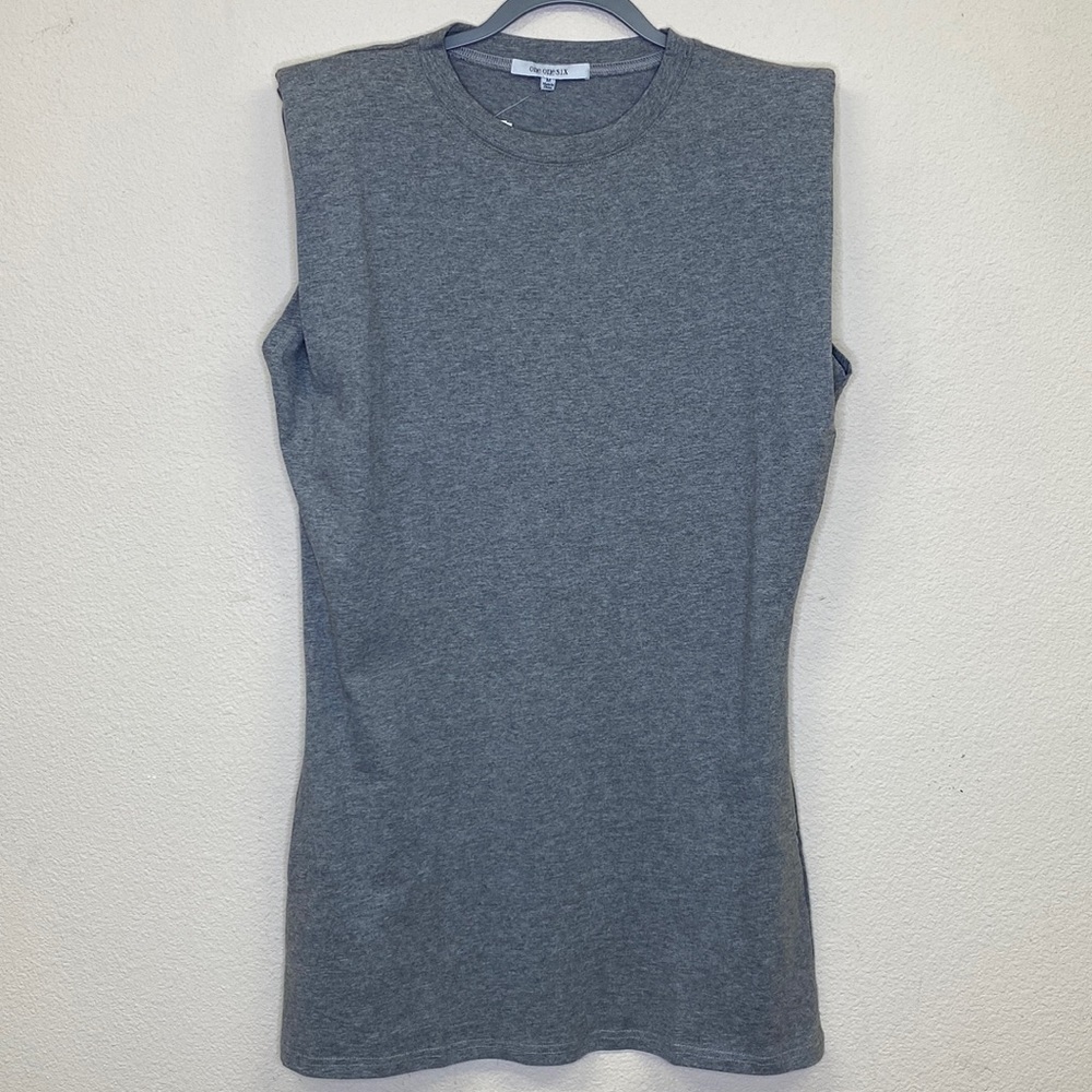one one six Shoulder Pad Jersey Shift Dressj Heather Gray Size Medium NWT